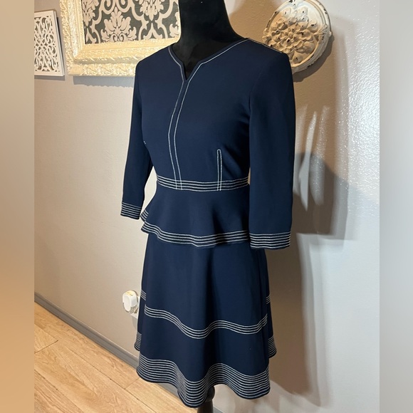 Banana Republic Navy Blue Peplum A-line Dress - Picture 1 of 10